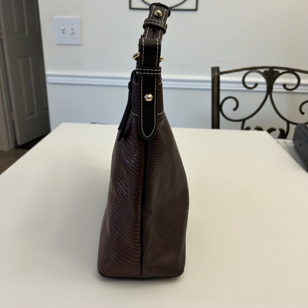Dooney & Bourke Embossed Lizard Hobo Sholder Bag in Brown - Picture 6 of 10